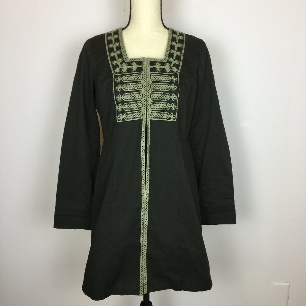 CAbi Long Coat Jacket 2 Dark Brown Embroidered Turkish Delight Beaded